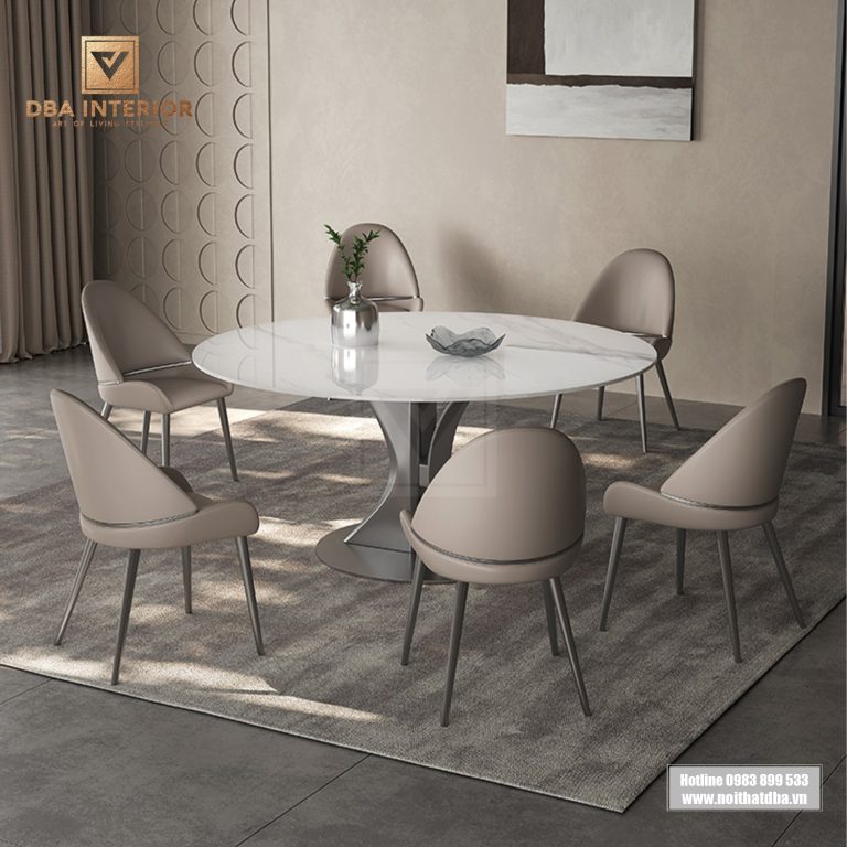 Bàn ăn tròn khung chân trụ hình chữ chữ X BA09