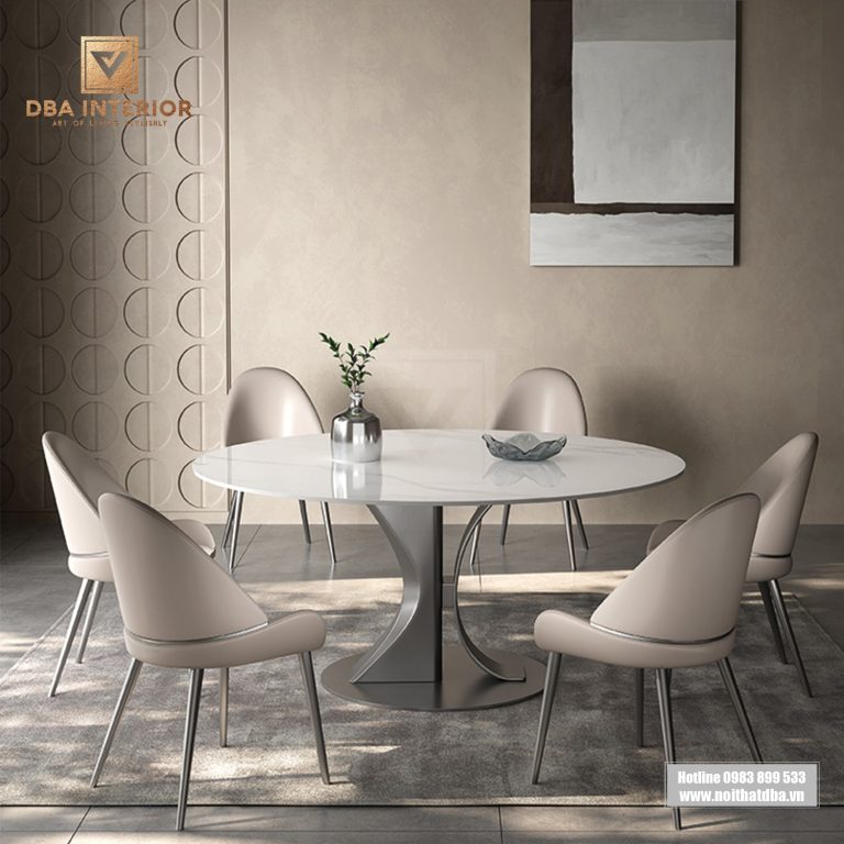 Bàn ăn tròn khung chân trụ hình chữ chữ X BA09