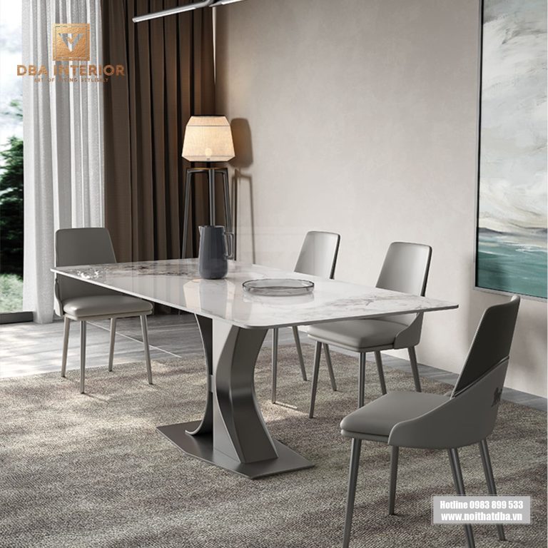 Bàn ăn mặt đá cao cấp khung chân trụ hình chữ X BA15