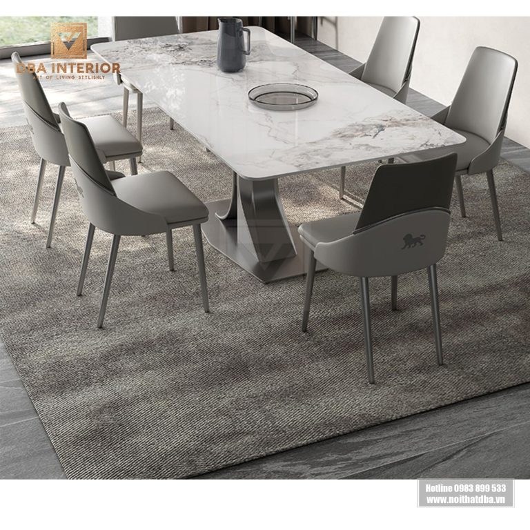 Bàn ăn mặt đá cao cấp khung chân trụ hình chữ X BA15