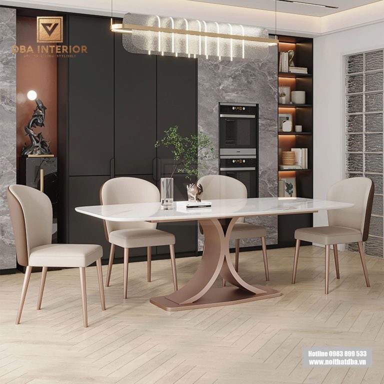 Bàn ăn chân CHANEL mặt đá cao cấp BA03