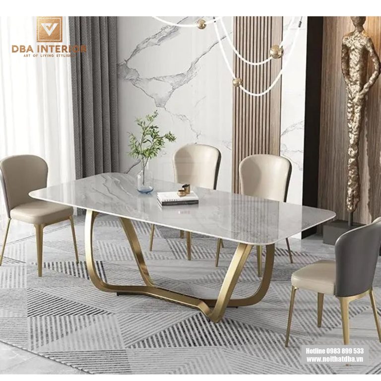 Bàn ăn mặt đá cao cấp thiết kế sang trọng BA10