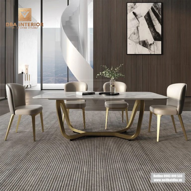 Bàn ăn mặt đá cao cấp thiết kế sang trọng BA10