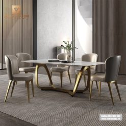 Bàn ăn mặt đá cao cấp thiết kế sang trọng BA10