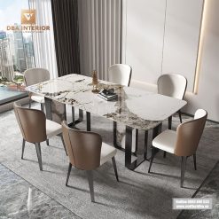 Bàn ăn mặt đá ceramic chống xước nhập khẩu cao cấp BA17