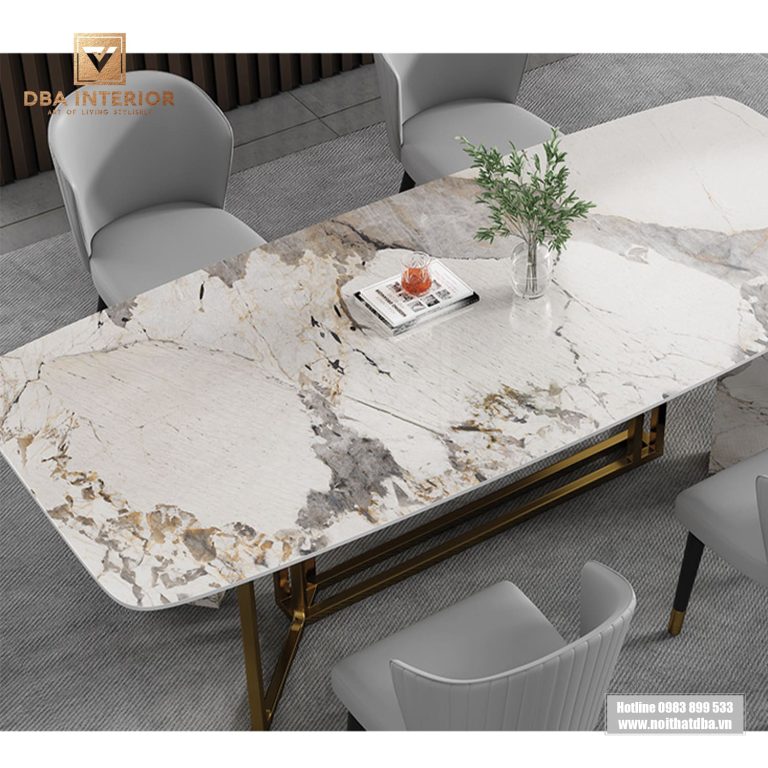 Bàn ăn mặt đá kết hợp chân ốp đá cao cấp BA01