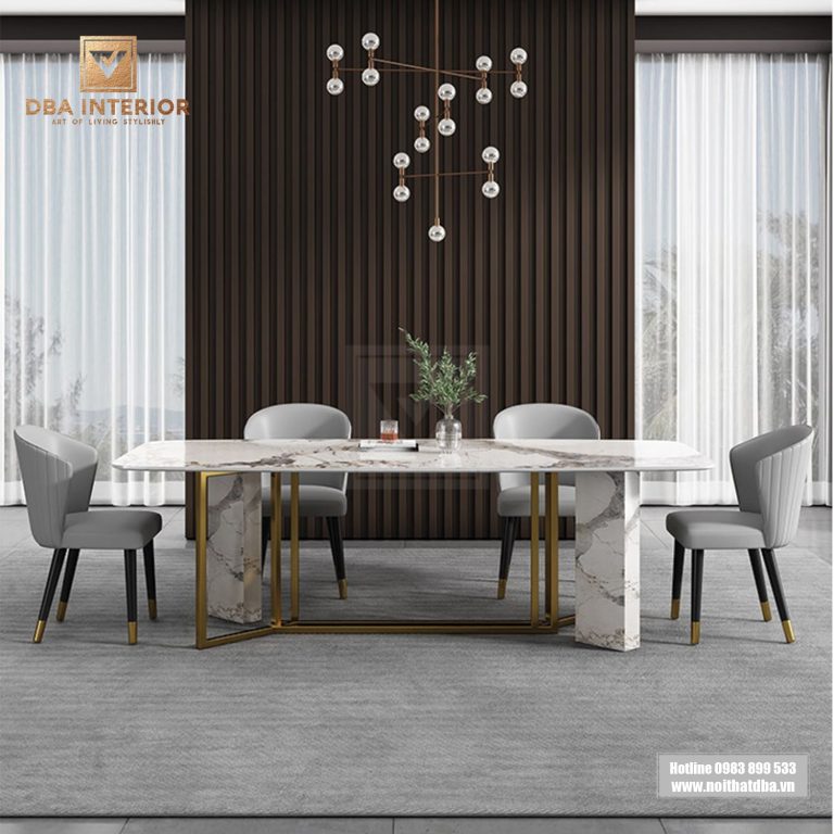 Bàn ăn mặt đá kết hợp chân ốp đá cao cấp BA01