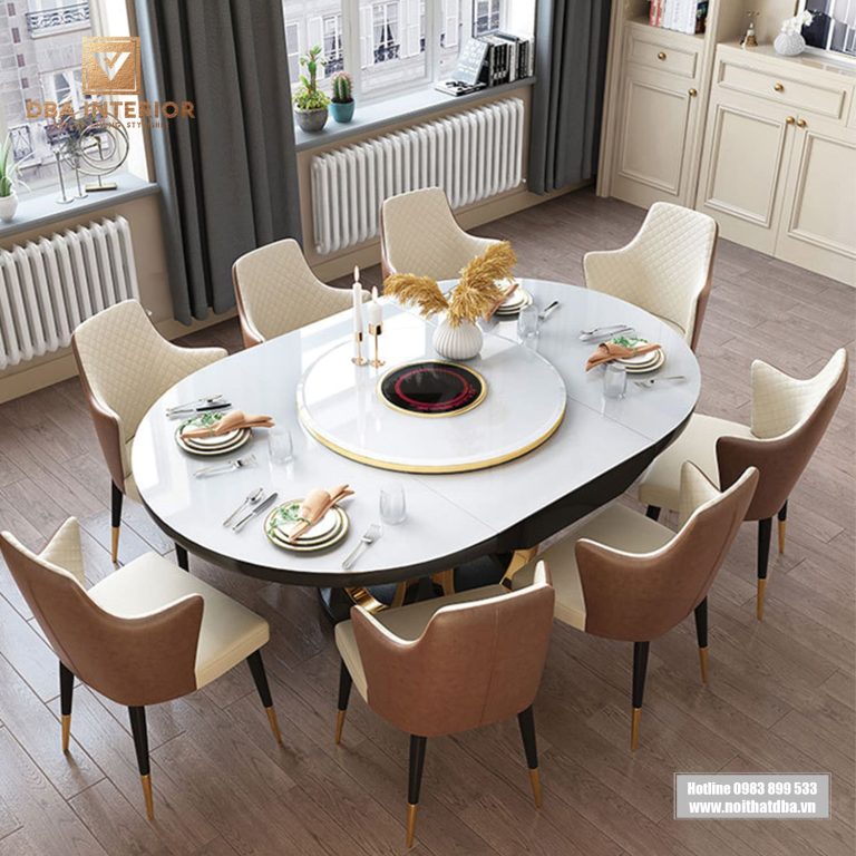 Bàn ăn thông minh mặt kính tích hợp bếp từ tiện dụng cho nhà bếp BA08