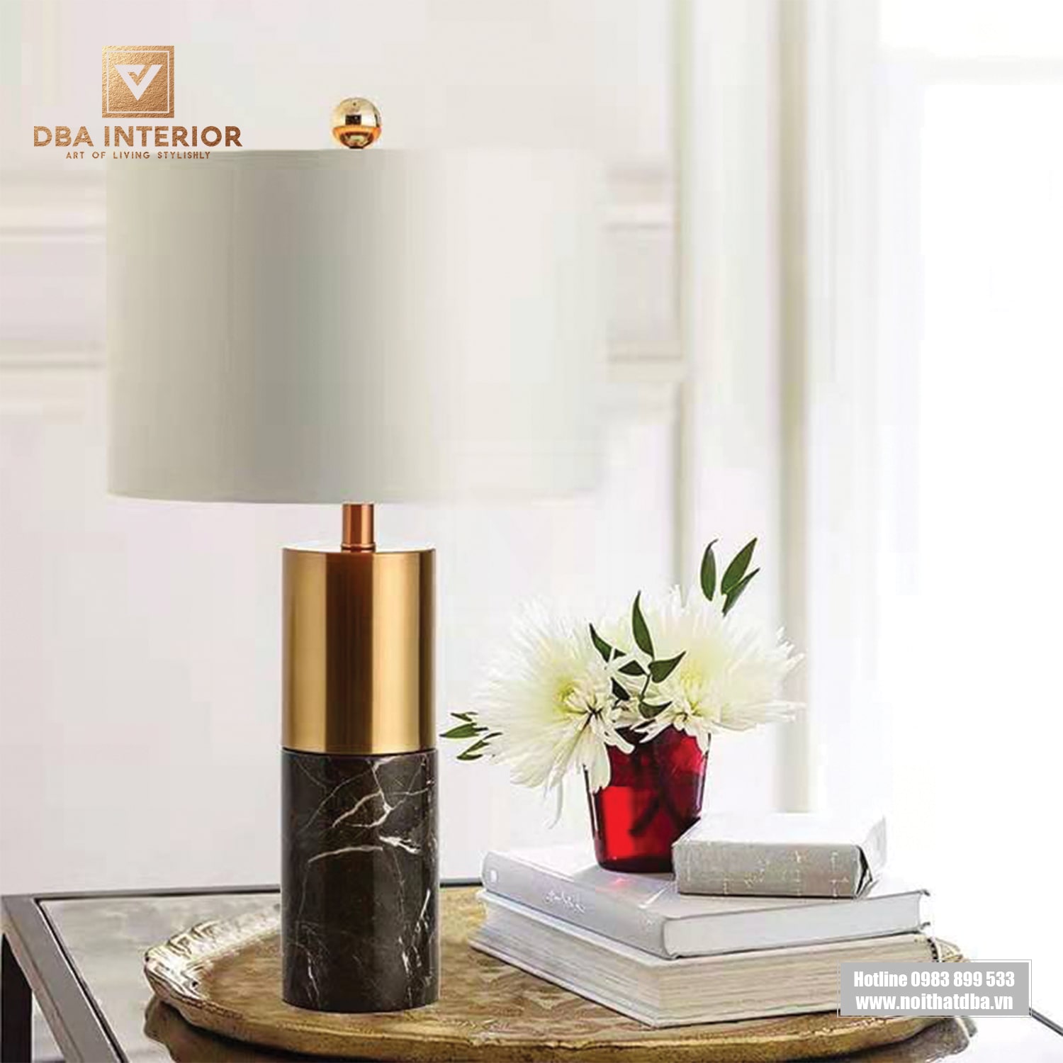 Đèn ngủ thân đá tự nhiên cao cấp thiết kế sang trọng