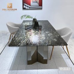 Bàn ăn cẩm thạch dài thiết kế hiện đại tối giản BA30