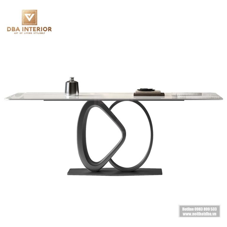 Bàn ăn thiết kế hình khối nghệ thuật mặt đá ceramic chống ố vàng BA38