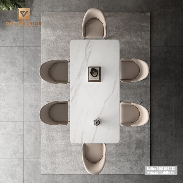 Bàn ăn thiết kế hình khối nghệ thuật mặt đá ceramic chống ố vàng BA38