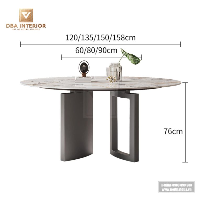 Bàn ăn dáng tròn tích hợp bàn xoay hiện đại sang trọng BA56