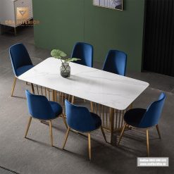 Bàn ăn mặt đá cao cấp phong cách Bắc Âu hiện đại thời thượng BA40