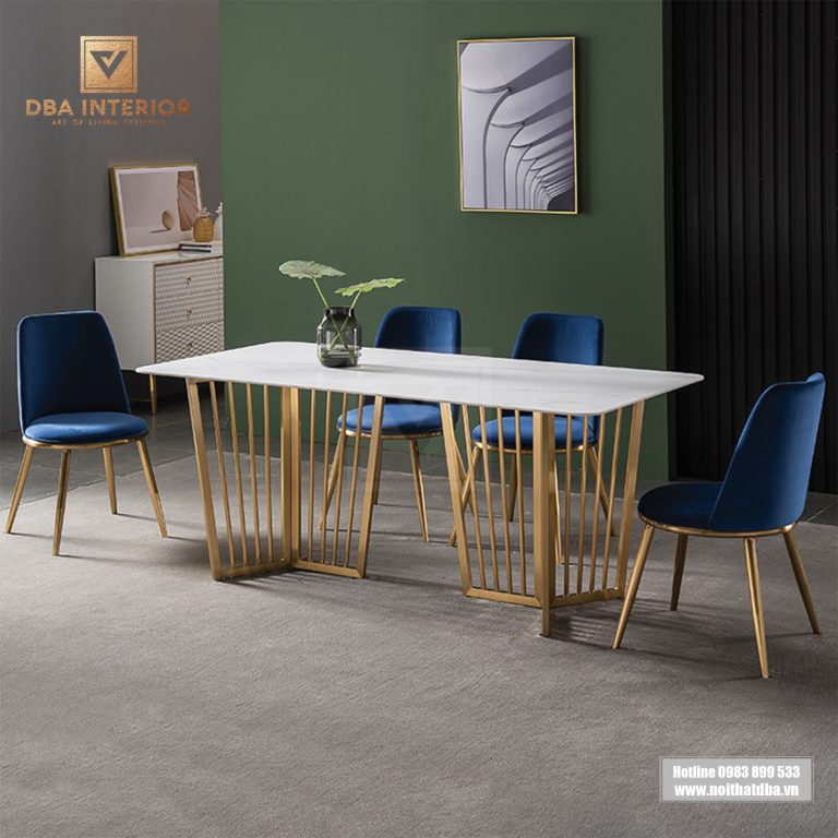 Bàn ăn mặt đá cao cấp phong cách Bắc Âu hiện đại thời thượng BA40