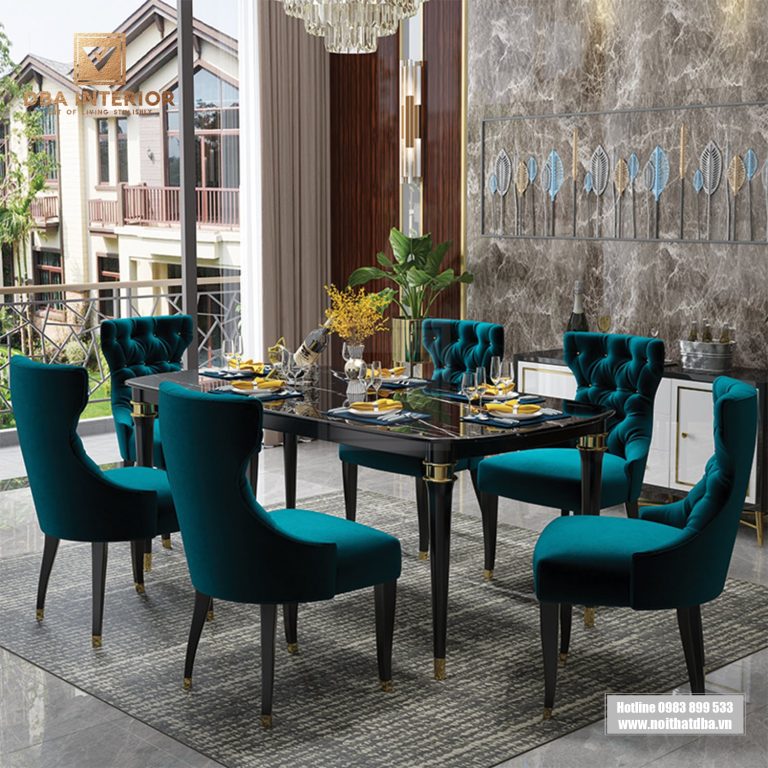 Bàn ăn mặt đá cao cấp thiết kế kiểu dáng thời thượng hiện đại BA53