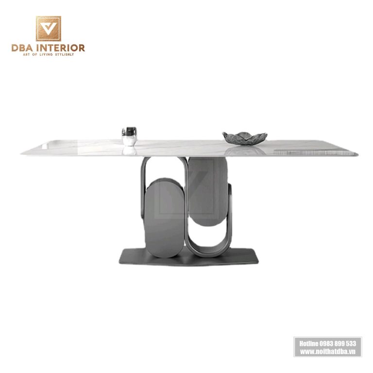 Bàn ăn mặt đá ceramic cao cấp chống ố vàng thiết kế hiện đại BA36