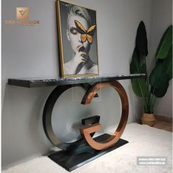 Bàn console cao cấp mặt đá chân mạ nhập khẩu BC06