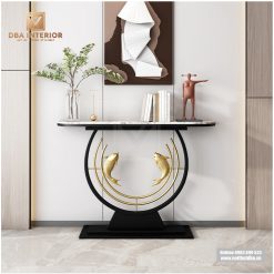 Bàn console mặt đá song ngư chân mạ cao cấp BC03