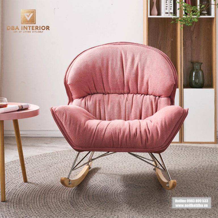 Ghế bập bênh thư giãn dáng tròn nỉ nhung kèm đôn GH21