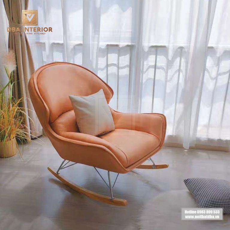 Ghế bập bênh thư giãn dáng tròn nỉ nhung kèm đôn GH21