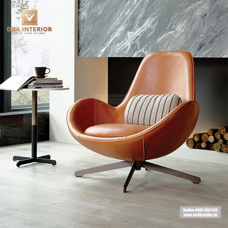 Ghế thư giãn đơn dáng vỏ trứng độc đáo có chân xoay GH06