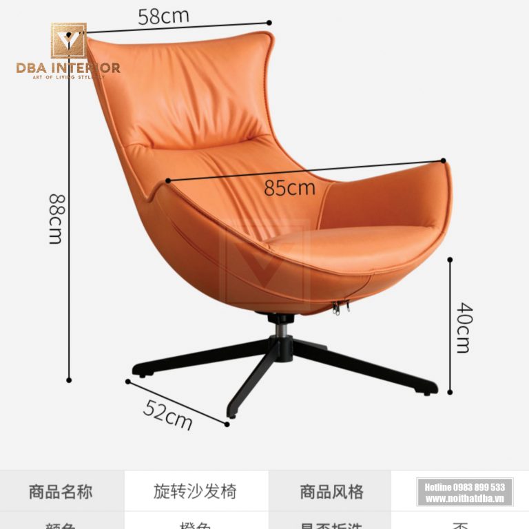 Ghế thư giãn bọc da cao cấp chân xoay nhập khẩu GH40