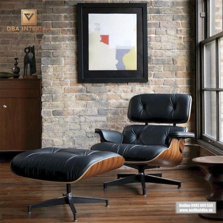 Ghế thư giãn kèm đôn Eames Lounge & Ottoman khung gỗ rắn cao cấp GH23