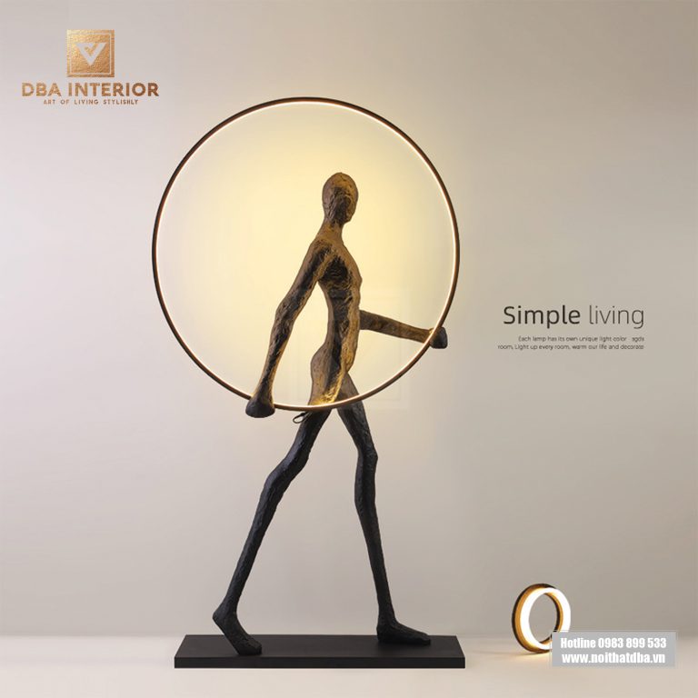 Đèn sàn đứng chất liệu cao cấp hình lực sĩ nâng vòng DD04