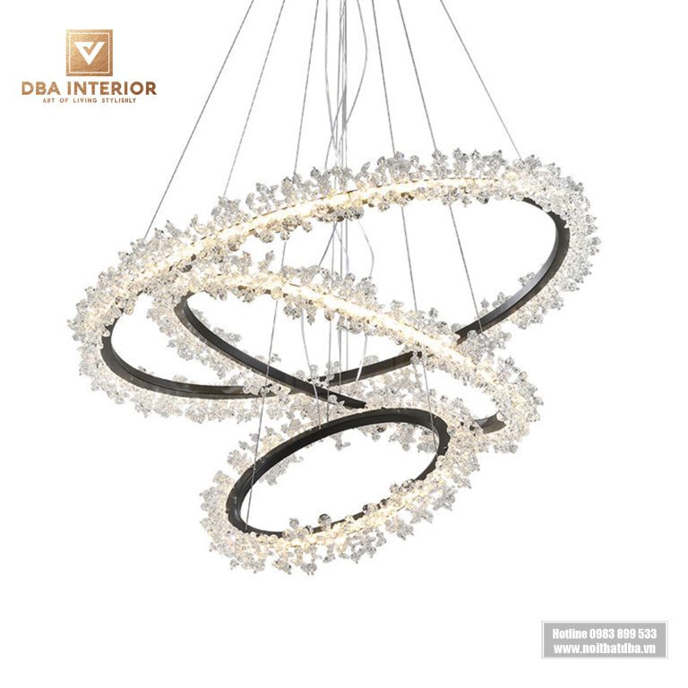 Đèn chùm pha lê vòng tròn thả tự nhiên chất liệu cao cấp DLX06